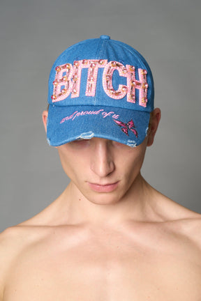 NAMILIA Denim Slogan Cap - BLUE, onesize