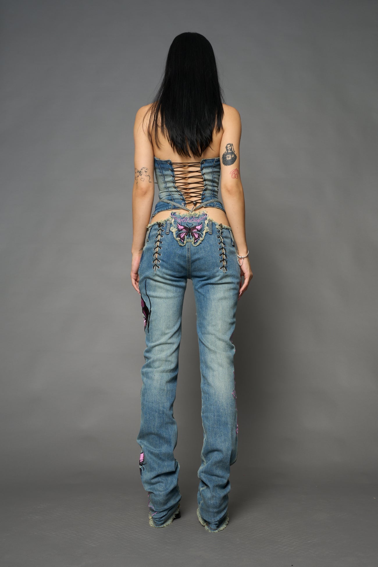 NAMILIA Denim Thong Pants - BLUE, xs