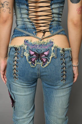 NAMILIA Denim Thong Pants - BLUE, xs