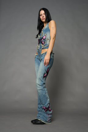 NAMILIA Denim Thong Pants - BLUE, xs