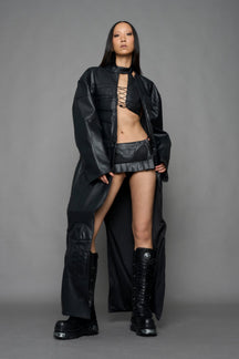NAMILIA Detachable Motocross Long Coat - BLACK, s
