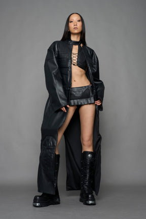 NAMILIA Detachable Motocross Long Coat - BLACK, s