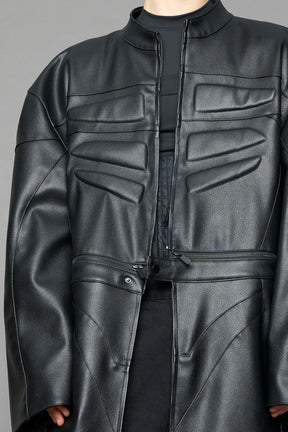 NAMILIA Detachable Motocross Long Coat - BLACK, s