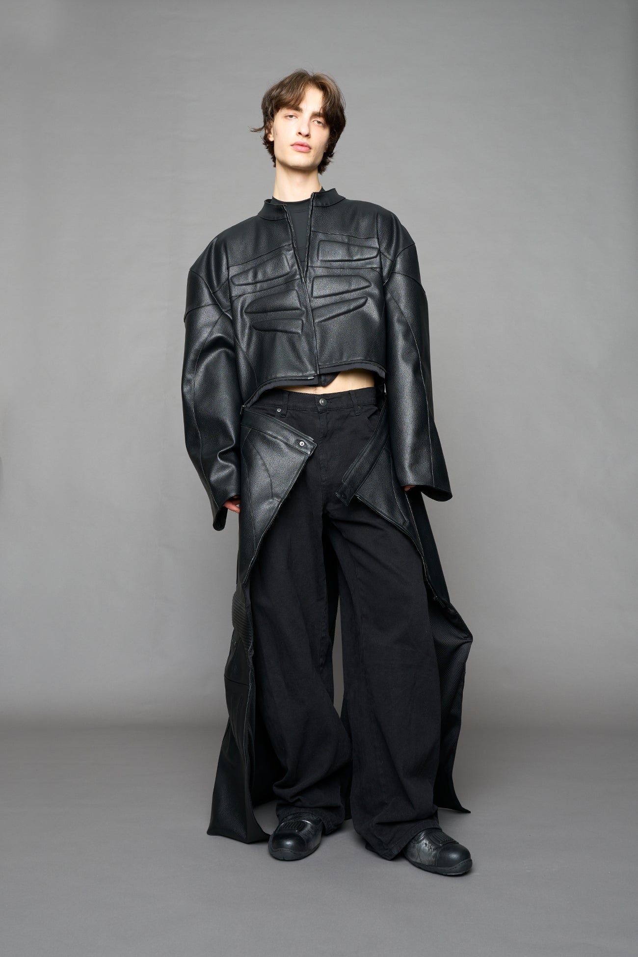 NAMILIA Detachable Motocross Long Coat - BLACK, s