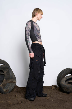 NAMILIA Distressed Cargo Pants - Black, xs