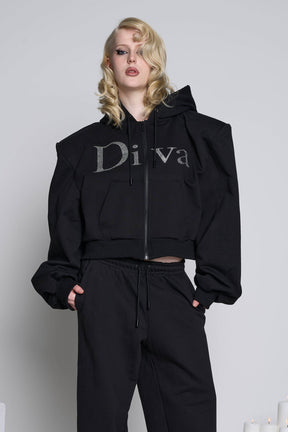 NAMILIA Diva Crop Zip Hoodie - Black, xs