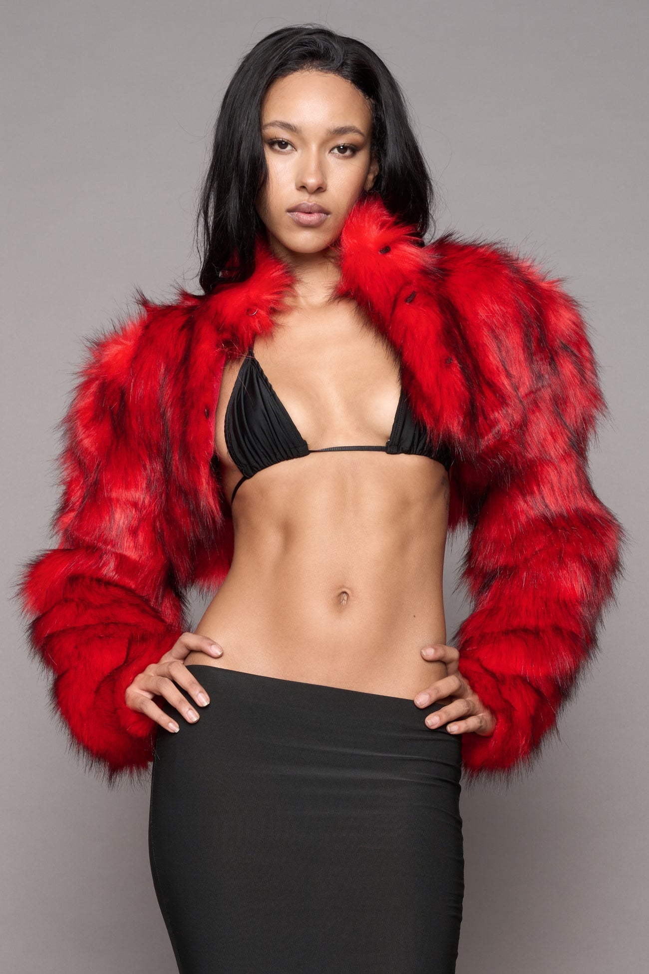 NAMILIA Diva Faux Fur Bolero - RED, xs