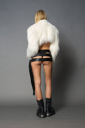 NAMILIA Diva Faux Fur Bolero - White, xs