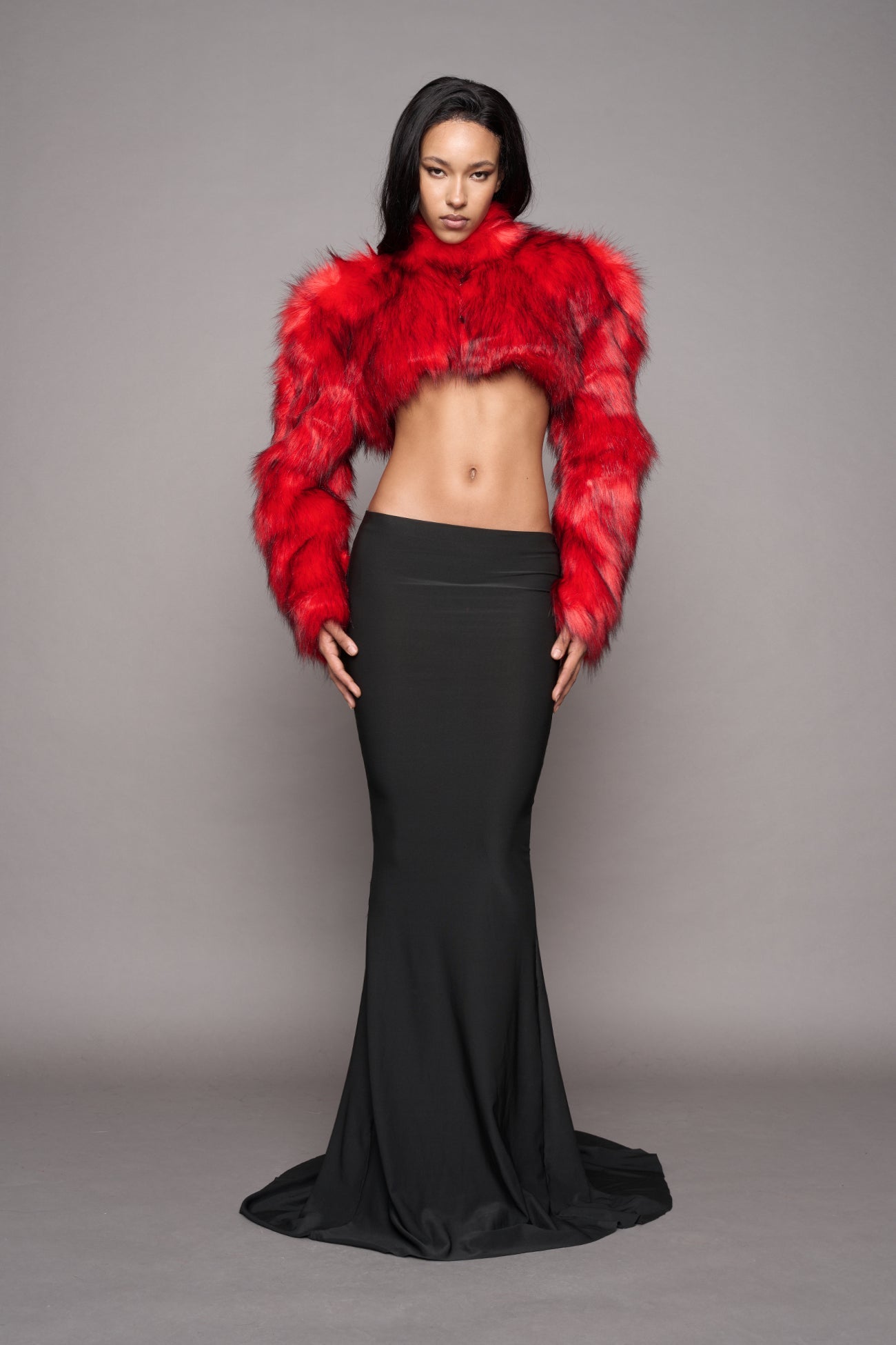NAMILIA Diva Faux Fur Bolero - RED, xs