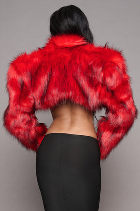 NAMILIA Diva Faux Fur Bolero - RED, xs