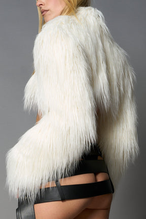 NAMILIA Diva Faux Fur Bolero - White, xs