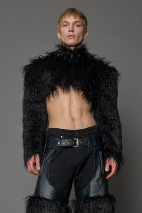 NAMILIA Diva Faux Fur Bolero - BLACK, xs