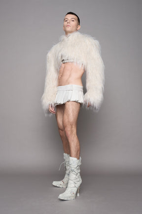 NAMILIA Diva Faux Fur Bolero - White, xs