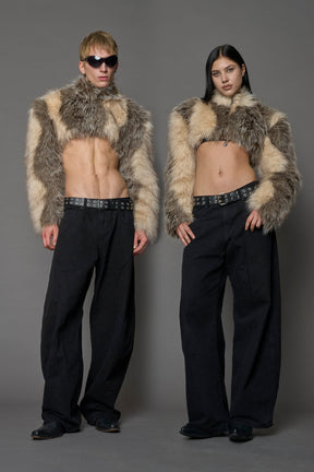 NAMILIA Diva Faux Fur Bolero - BROWN, xs