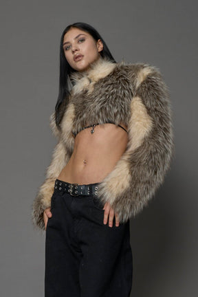 NAMILIA Diva Faux Fur Bolero - BROWN, xs