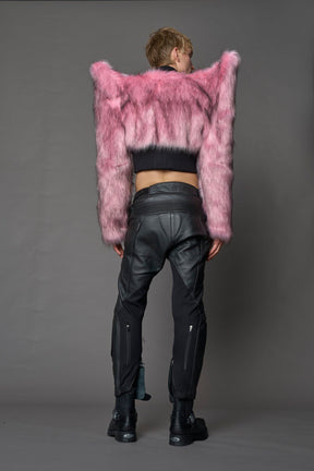 NAMILIA Doomsday Crop Faux Fur Jacket - PINK, xs