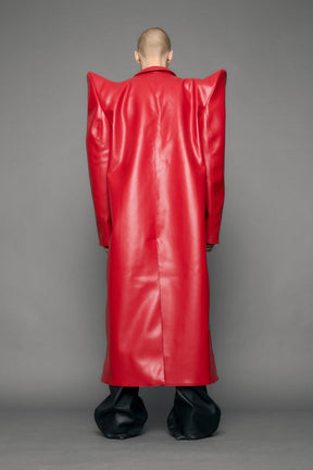 NAMILIA Doomsday Elongated Leather Coat - red, s