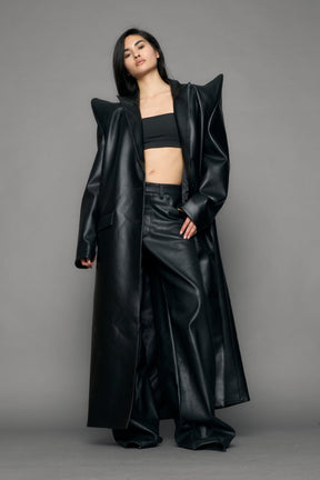 NAMILIA Doomsday Elongated Leather Coat - black, s