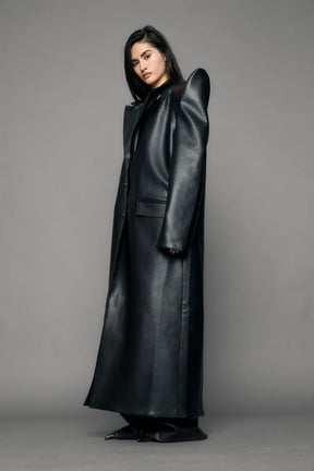 NAMILIA Doomsday Elongated Leather Coat - black, s