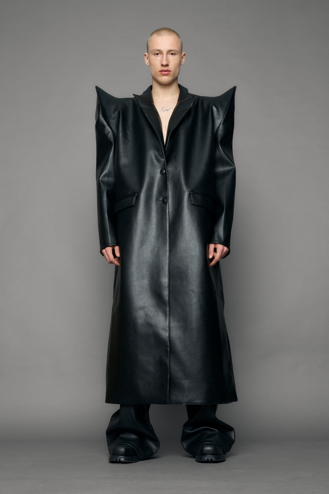 NAMILIA Doomsday Elongated Leather Coat - black, s