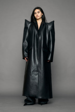 NAMILIA Doomsday Elongated Leather Coat - black, s
