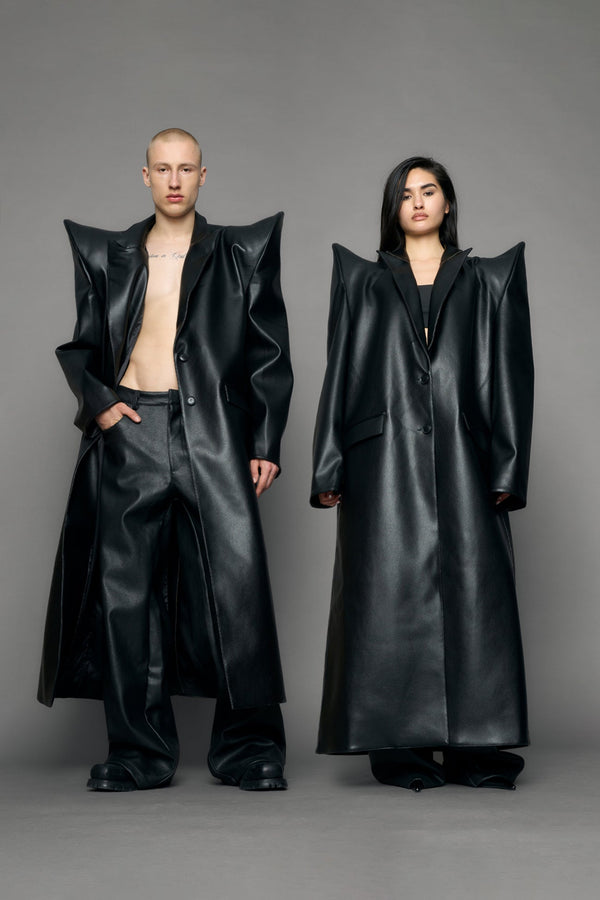 NAMILIA Doomsday Elongated Leather Coat - black, s - black