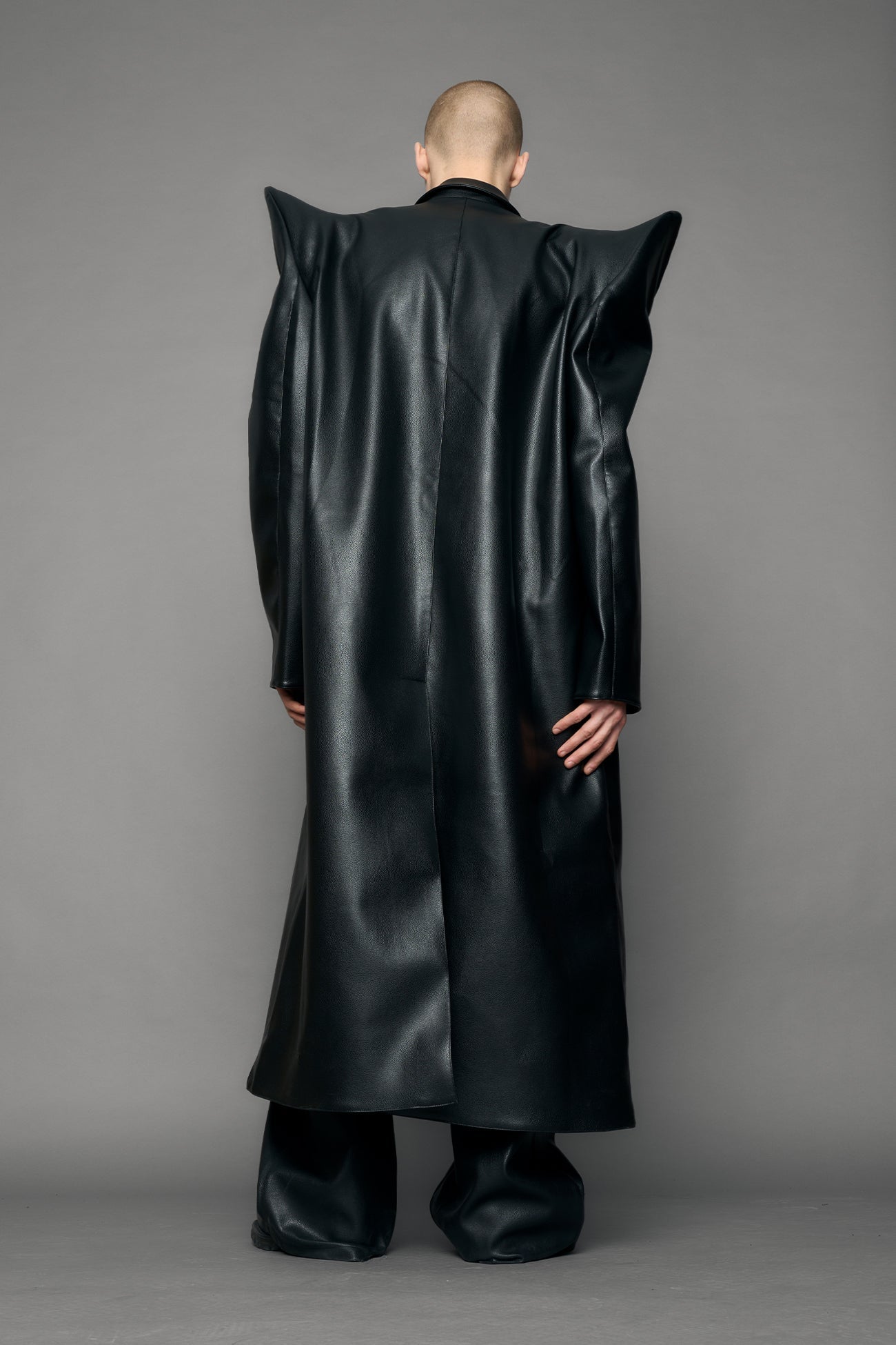 NAMILIA Doomsday Elongated Leather Coat - black, s