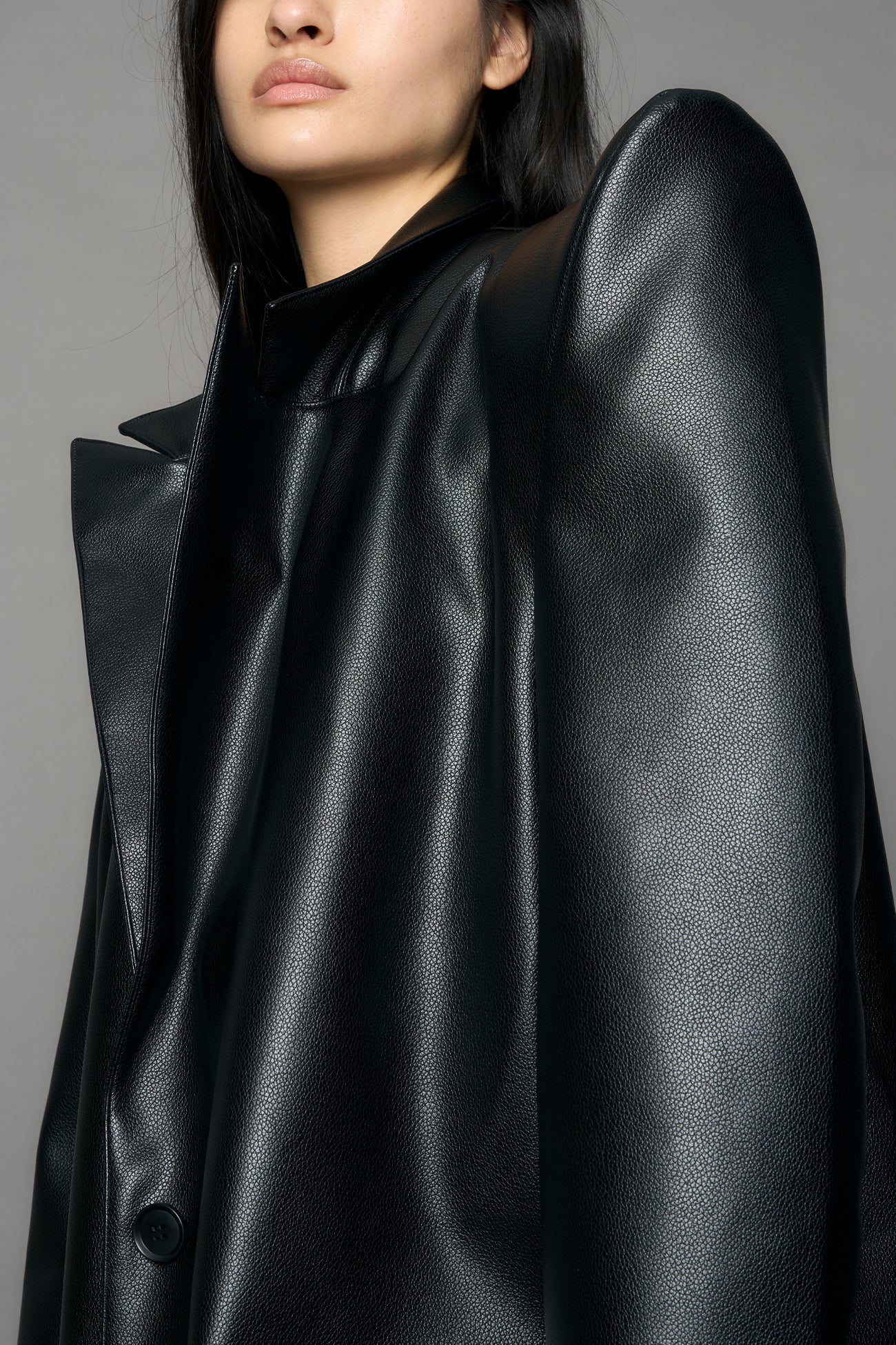 NAMILIA Doomsday Elongated Leather Coat - black, s