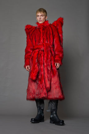 NAMILIA Doomsday Faux Fur Coat - RED, s
