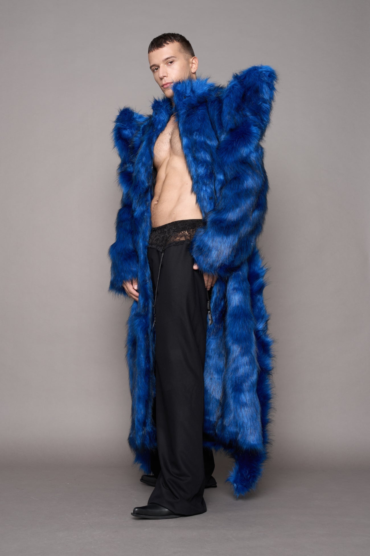 NAMILIA Doomsday Faux Fur Coat - Blue, s