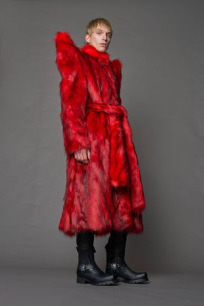 NAMILIA Doomsday Faux Fur Coat - RED, s