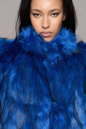 NAMILIA Doomsday Faux Fur Coat - Blue, s