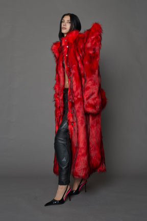 NAMILIA Doomsday Faux Fur Coat - RED, s