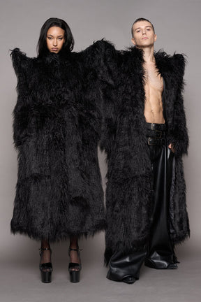 NAMILIA Doomsday Faux Fur Coat - Black, s
