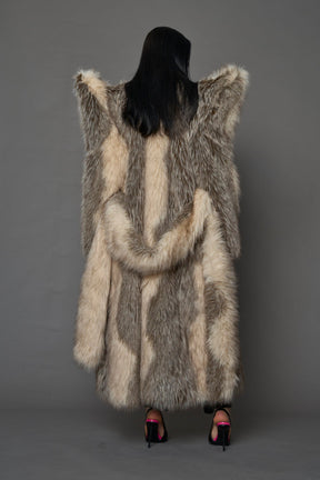 NAMILIA Doomsday Faux Fur Coat - BROWN, s