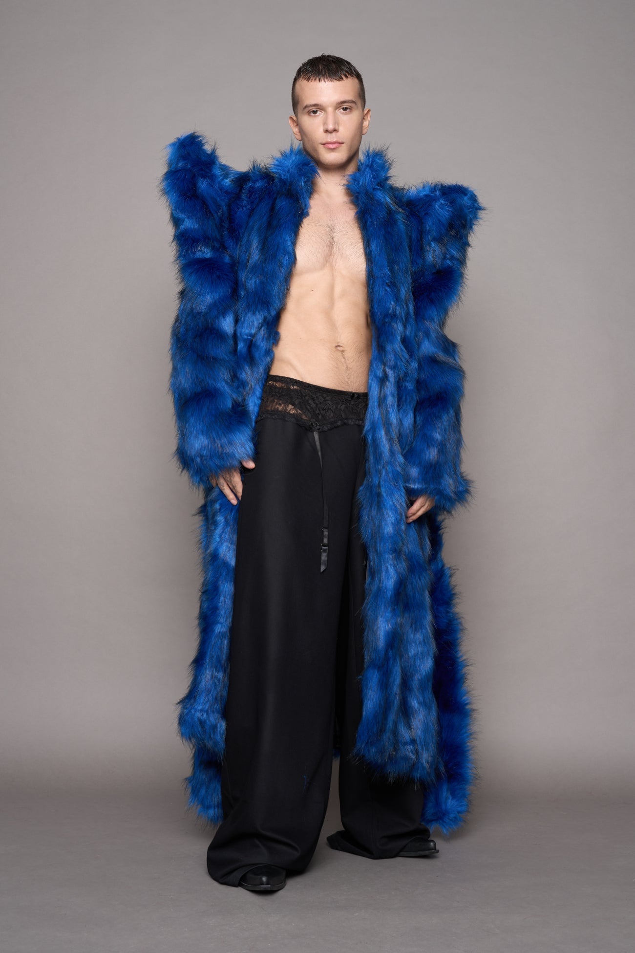 NAMILIA Doomsday Faux Fur Coat - Blue, s