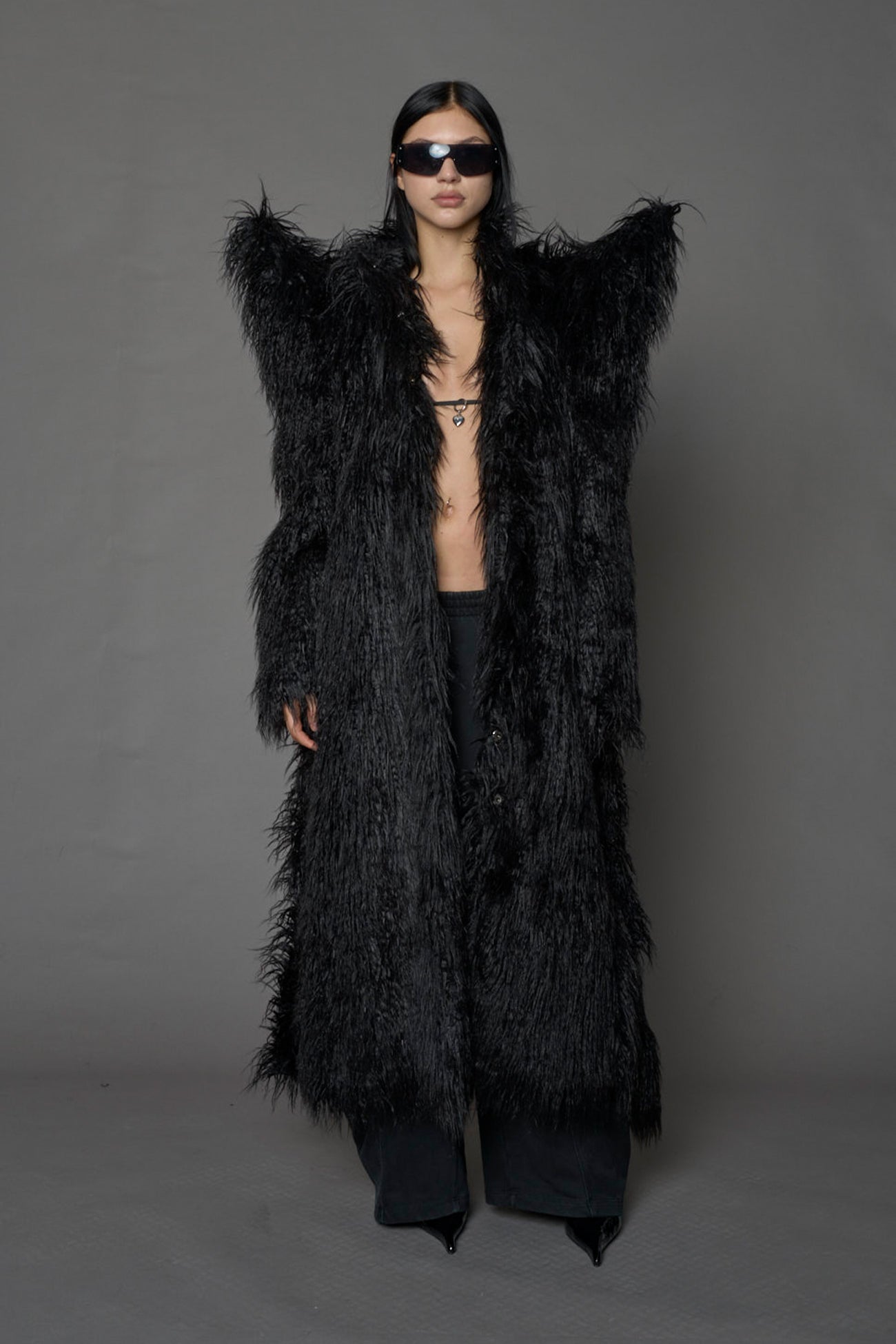 NAMILIA Doomsday Faux Fur Coat - BLACK, s