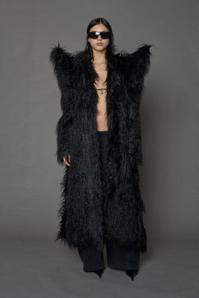NAMILIA Doomsday Faux Fur Coat - BLACK, s