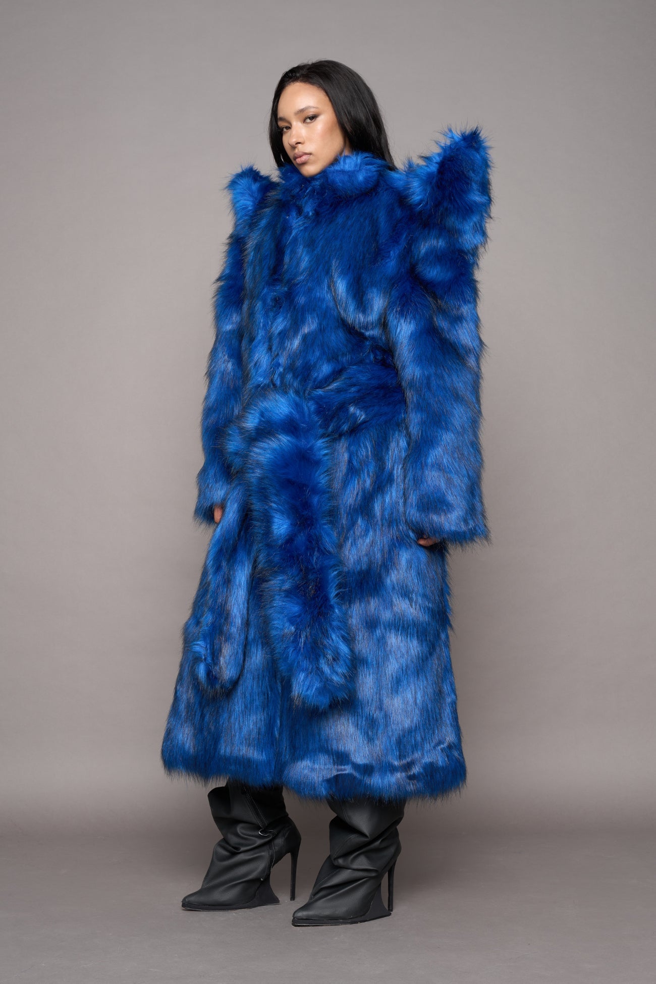 NAMILIA Doomsday Faux Fur Coat - Blue, s