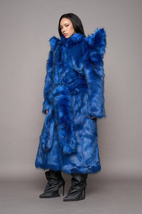 NAMILIA Doomsday Faux Fur Coat - Blue, s