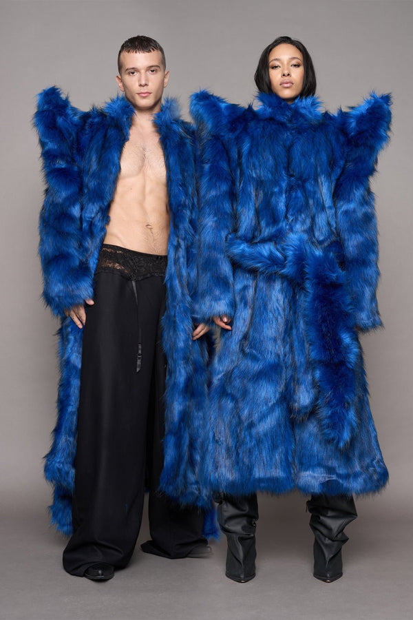 NAMILIA Doomsday Faux Fur Coat - Blue, s - Blue