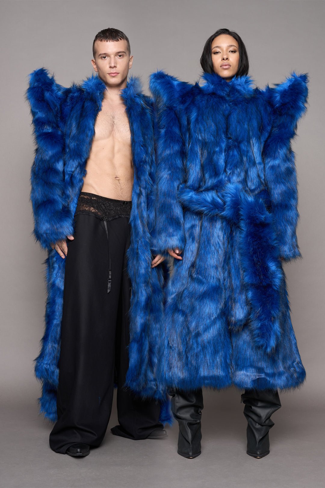 NAMILIA Doomsday Faux Fur Coat - Blue, s