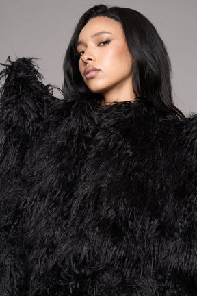 NAMILIA Doomsday Faux Fur Coat - Black, s