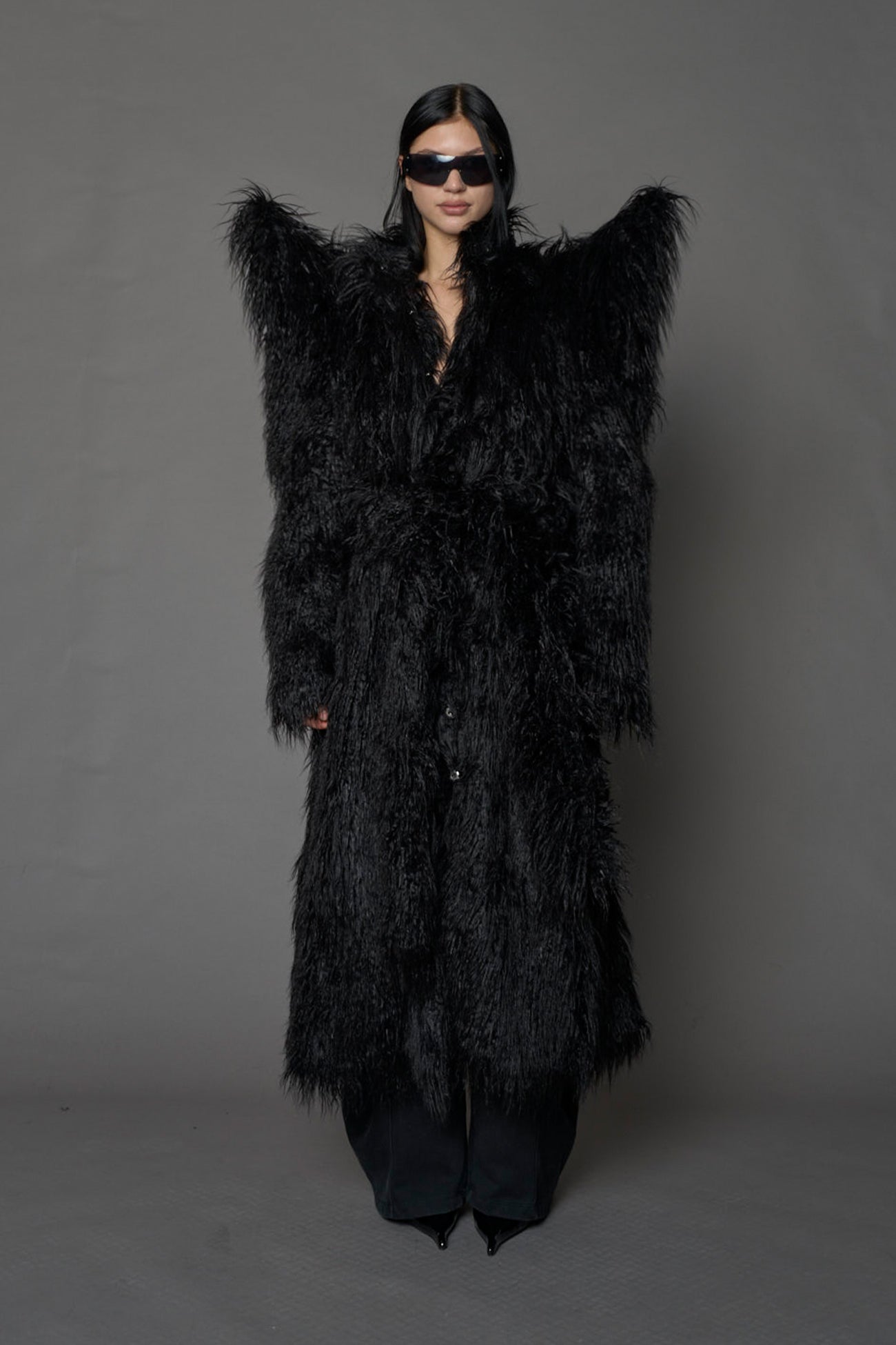 NAMILIA Doomsday Faux Fur Coat - BLACK, s