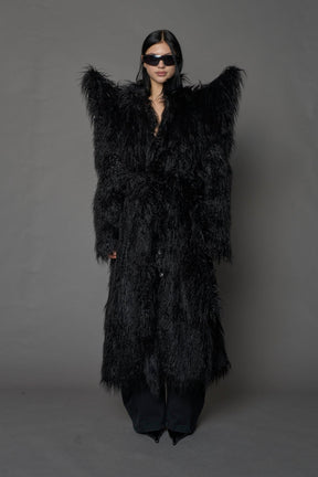 NAMILIA Doomsday Faux Fur Coat - BLACK, s