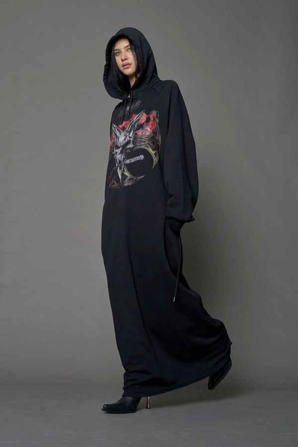 NAMILIA Doomsday Hoodie Gown - BLACK PRINT, s
