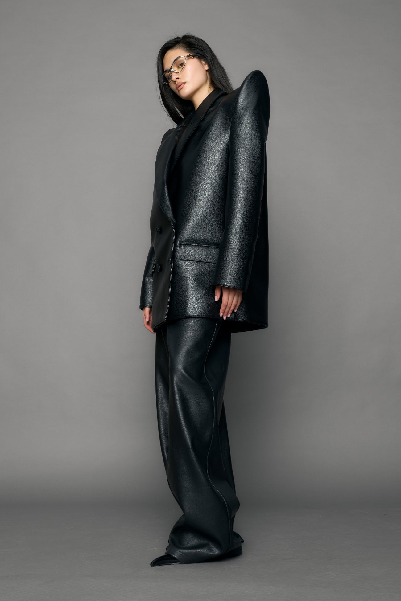 NAMILIA Doomsday Leather Blazer - black, s