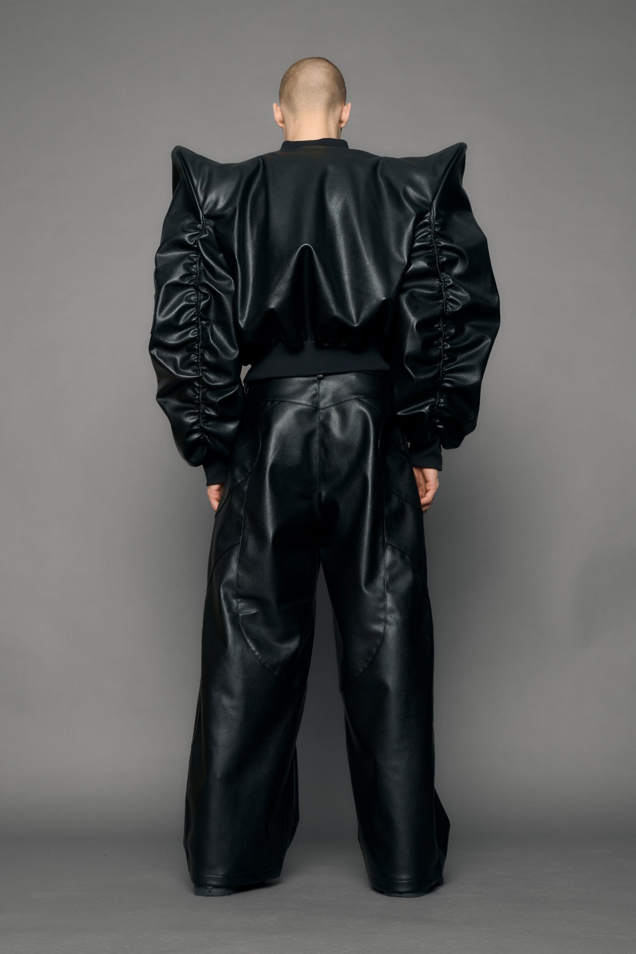 NAMILIA Doomsday Leather Bomber Jacket - black, s