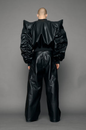 NAMILIA Doomsday Leather Bomber Jacket - black, s