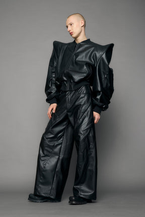 NAMILIA Doomsday Leather Bomber Jacket - black, s